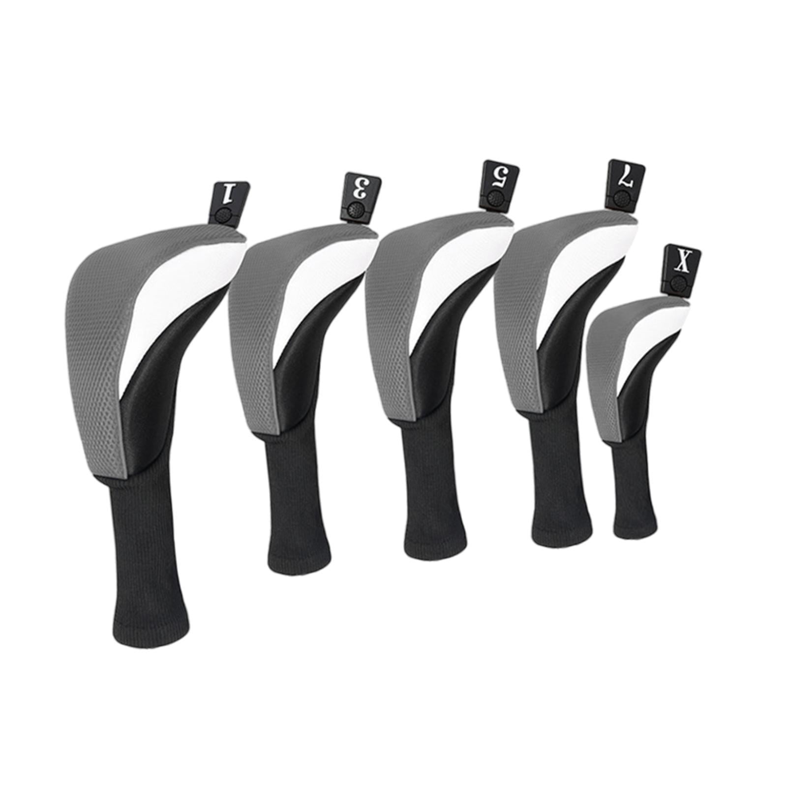 Baoblaze 5 Pieces Golf covers Golf Club Head Cover for Men Women Golfer Gift Gray