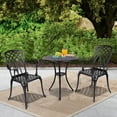 thumbnail image 4 of Polar Aurora 3 Piece Cast Aluminum Patio Bistro Set Table Outdoor Round Dining Armchair with Umbrella Hole for Porch, Lawn, Garden, Backyard, Pool, Black, 4 of 10