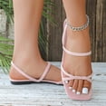 thumbnail image 6 of BADHUB Women's Strappy Sandals Square Toe Dressy Summer Cute Vacation Ankle Strap Slip on Walking Sandal Shoes Pink 39, 6 of 6