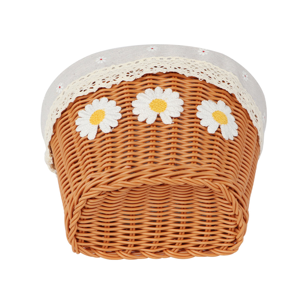 Vintage Daisy Wicker Basket for 12 14 16 Inch Kids Girls Bike ,Decorative Storage with Burlap Liner