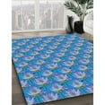 thumbnail image 3 of Ahgly Company Machine Washable Indoor Square Transitional Royal Blue Area Rugs, 8' Square, 3 of 7