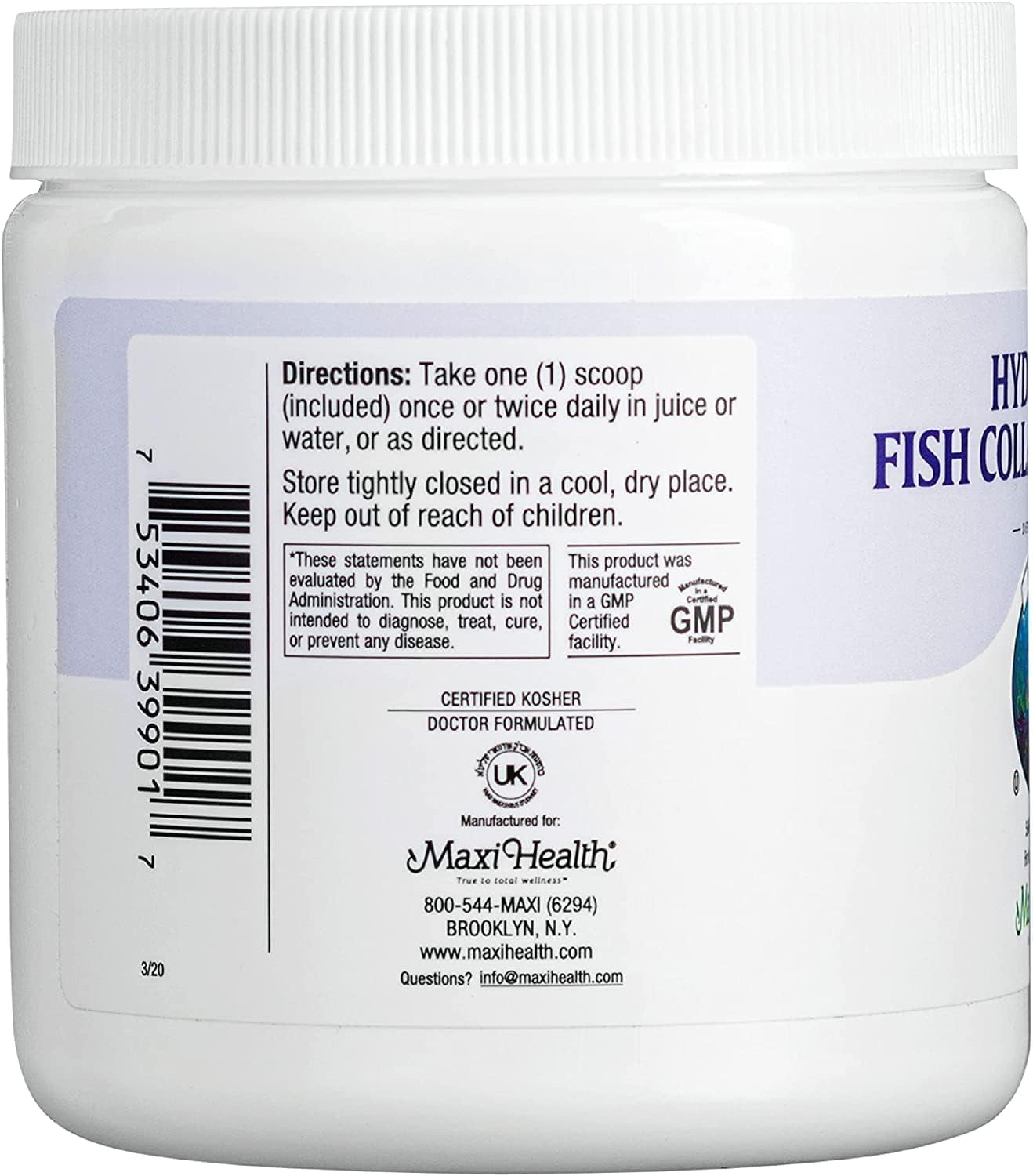 Maxi Health Marine Collagen Powder – Type I Hydrolyzed Protein for Skin, Hair, and Joint Support – 10.75 oz