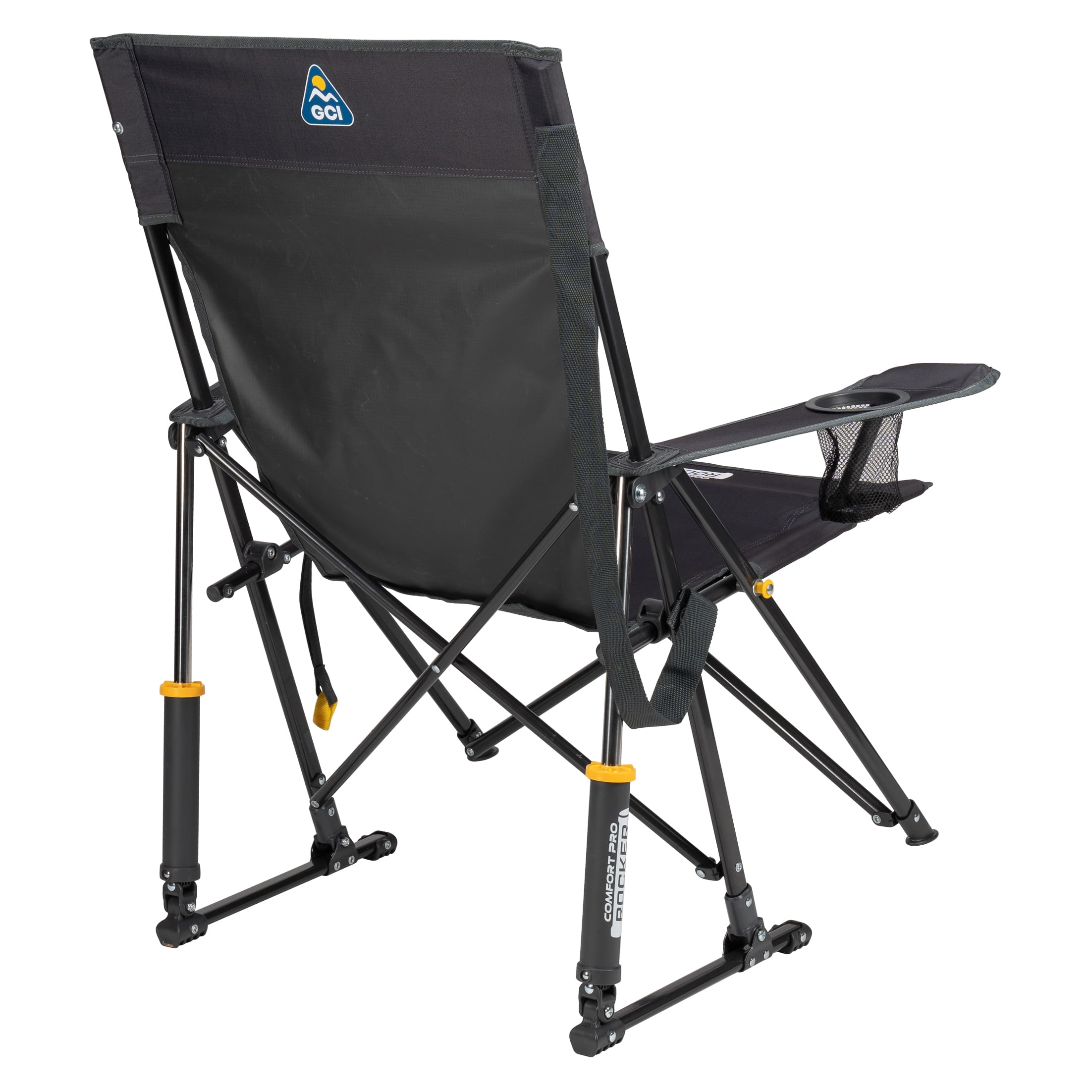 GCI Outdoor Comfort Pro Rocker Foldable Rocking Camp Chair with Solid Backrest, Dark Charcoal