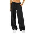 thumbnail image 5 of Elippeo Women's Casual Joggers Sweatpants Solid Color Drawstring High Waist Wide Leg Trousers, 5 of 9