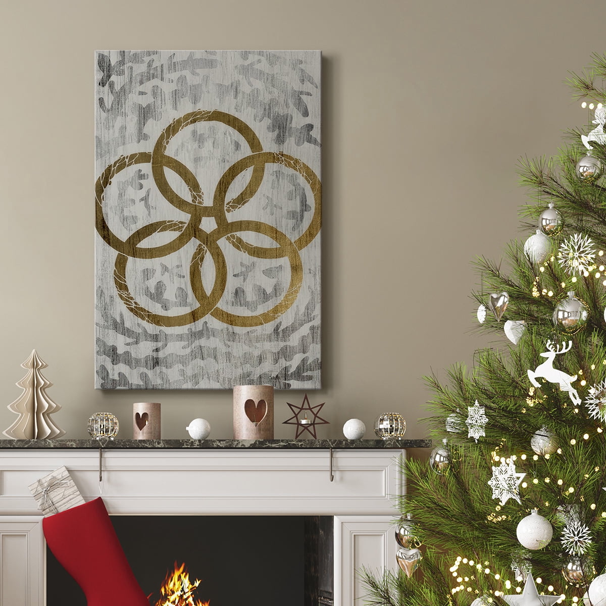 Five Golden Rings - Gold Leaf Holiday- Gallery Wrapped Canvas
