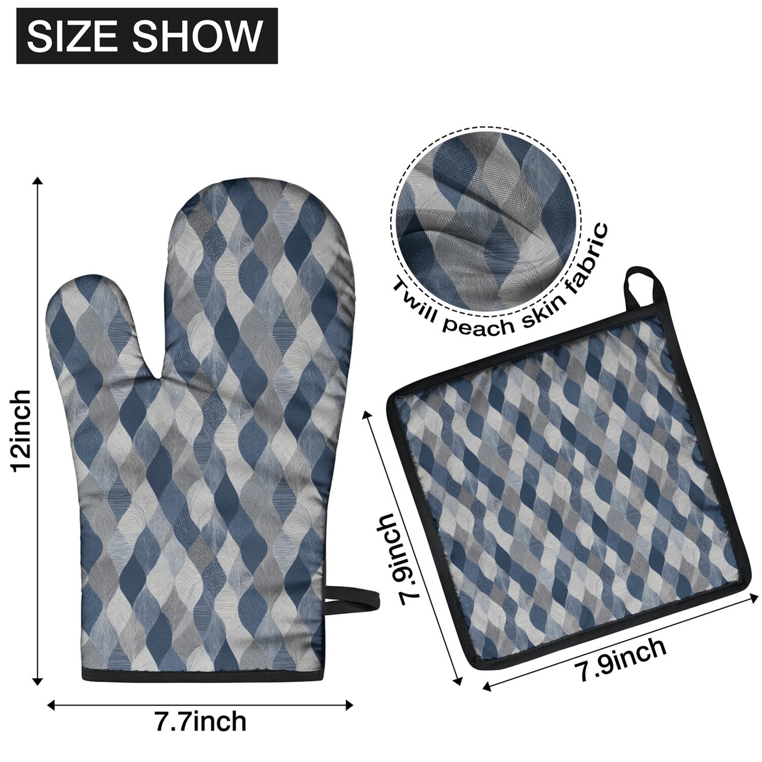 Oven Mitts and Pot Holders Set Of 4, Heat Resistant Kitchen Gloves with Non-Slip Grip, Hanging Loop, Soft Cotton Lining for Baking, Cooking, Grilling, Barbecue
