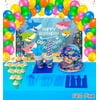 Shark Party Supplies for Baby - 190 Pcs Birthday Decorations Favor Pack for Kids Girls Tableware, Plates, Cups, Straws, Napkin, Table Cloth, Cake Topper, Backdrop, Balloon party supply for Boy Toddler