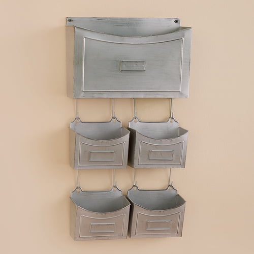 5 Pc Rustic Metal Wall Organizer Silver Com