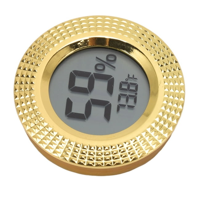 Temperature Humidity Gauge Metal Frame Insert Digital Hygrometer Compact Intelligent Detection Eco Friendly Round with Rubber Ring for Storage Cabinet