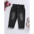 thumbnail image 2 of Baby Girl Cat Scratch Dual Pocket Paperbag Waist Tapered Jeans, 2 of 5