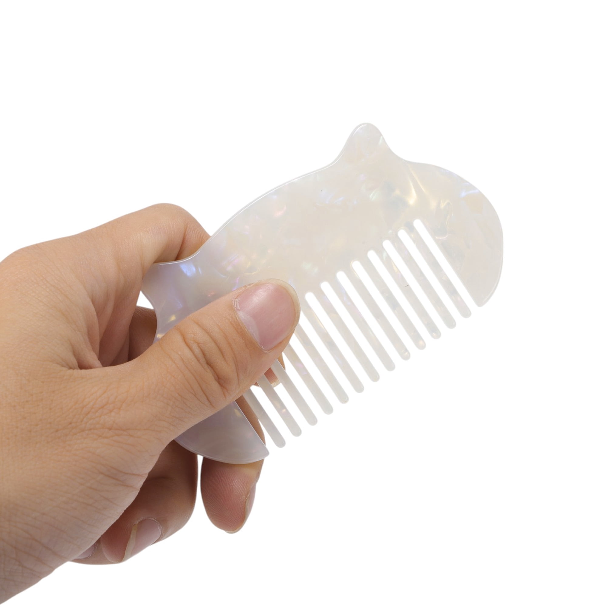 Unique Bargains 1 Pc Women Durable Cat Ear Hair Comb for All Hair Types White