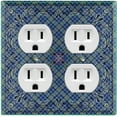 thumbnail image 1 of Metal Light Switch Plate Cover Blue Plaid Paisley Bandana Tile Pattern TIL076, 1 of 13