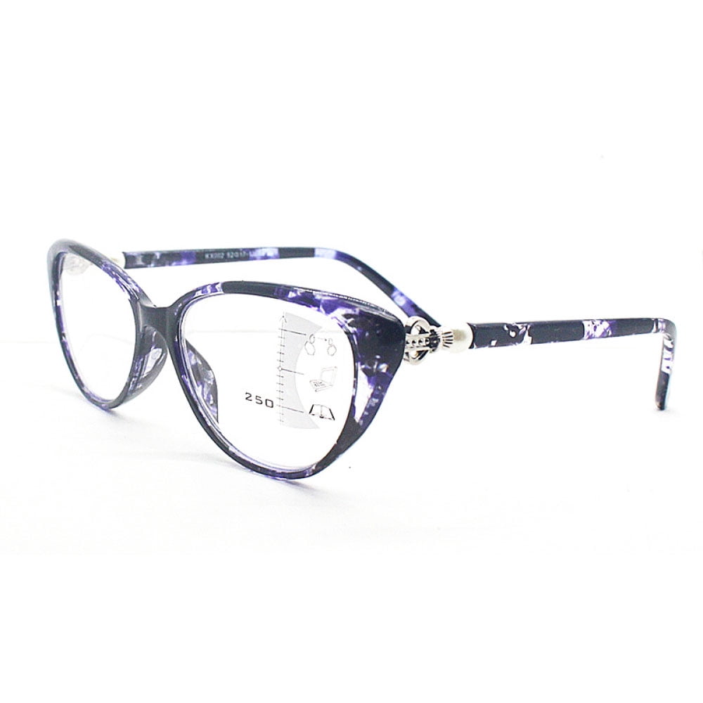 Blue Light Blocking Cat Eye Retro Progressive Multi-focus Reading Glasses 3.50 for Women, Purple Tortoiseshell Readers +3.50 Strength