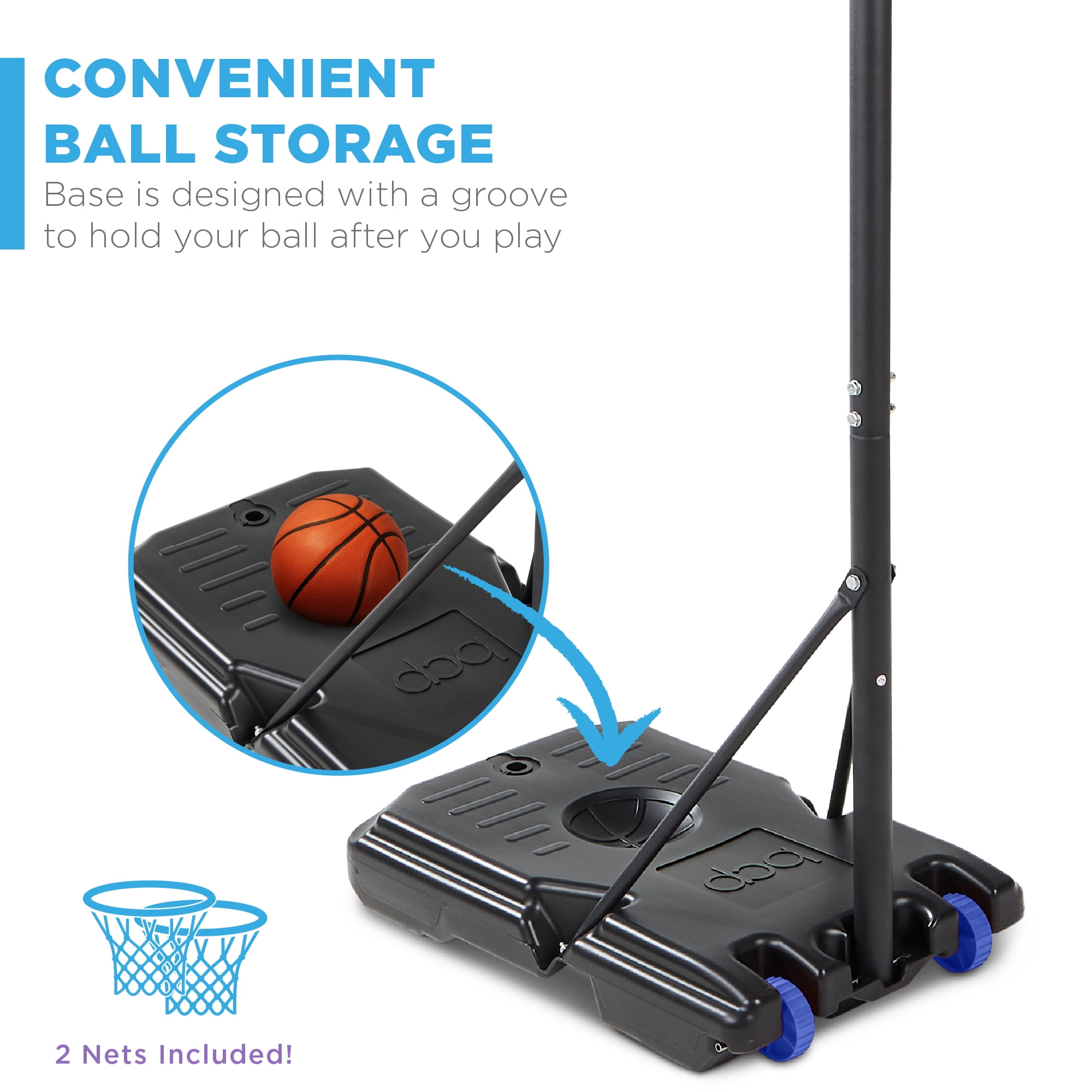 Best Choice Products Kids Height-Adjustable Basketball Hoop, Portable Backboard System w/ 2 Wheels - Blue/Yellow