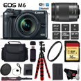 thumbnail image 1 of Canon EOS M6 Mirrorless Digital Camera with 18-150mm is STM Lens + Flexible Tripod + UV Protection Filter + Professional Case + Card Reader - Intl Model Canon 16GB - Basic Kit - 1724C021-5, 1 of 6