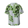 thumbnail image 2 of KLL Watercolor Green Leaves Print Men's Shirt Short Sleeve Button Down Summer Cuba Beach Shirts- Small, 2 of 7