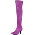 thumbnail image 1 of Unique Bargains Women's Glitter Point Toe Stiletto Heels Over The Knee High Boots, 1 of 5