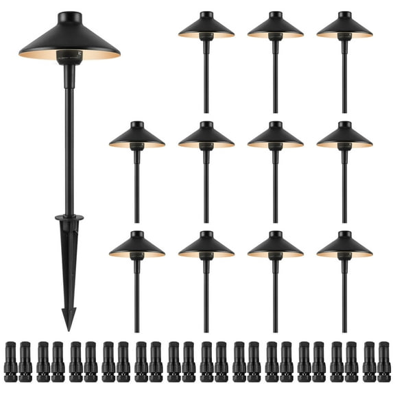 KFFKFF 12 Pack Low Voltage Landscape Path Lights 12-24V Outdoor LED Pathway Light