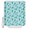 Teal Turquoise Christmas Tree Shower Curtain, Xmas Tree Snowflake Blue