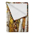 thumbnail image 2 of Fall Soft Flannel Fleece Throw Blanket, White Birch Trees Autumn Leaves Growth Wilderness Ecology Calm Serene View Print, Cozy Plush for Indoor and Outdoor Use, 70" x 90", Multicolor, by Ambesonne, 2 of 5