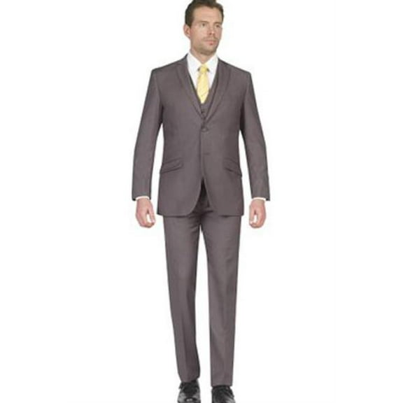 Men's Mid Grey Two Button Single Breasted 3 Piece Slim Fit Vested Suit