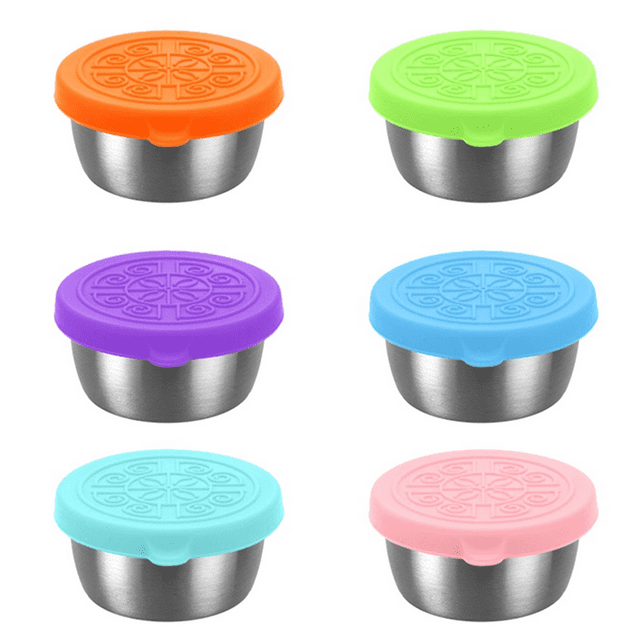 6 Pack Salad Dressing Container to Go, 40Ml Reusable Small Condiment Containers with Lids, Leakproof Silicone
