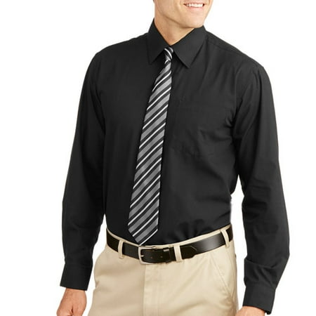 ^^big Men's Solid Dress Shirt With Match