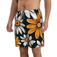 thumbnail image 2 of Fuzoiu Yellow White Daisy Pattern Print Men's Beach Shorts,Men's Swim Trunks,Quick Dry Board Shorts with Pockets,Men's Bathing Suits for Surfing, Running, and Casual Wear-Small, 2 of 6