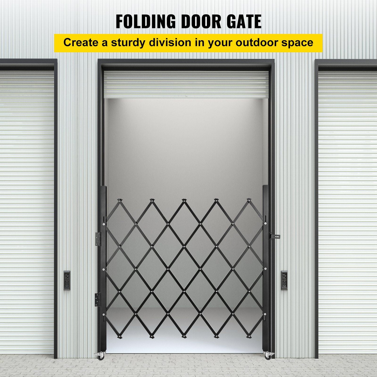 Steel Folding Security Gate 48" H x 37" W, Expandable Accordion Door Barrier with Padlock