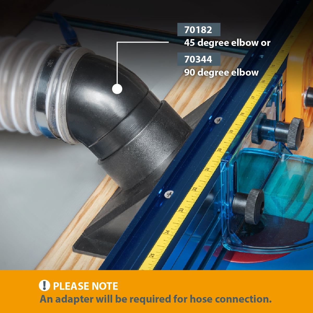 POWERTEC 71913 Full Size Router Bit Guard with 2.5" ID Router Table Dust Port and 2-PC Router Fence/Router Table Featherboards