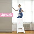 thumbnail image 5 of Costway Toddler Kitchen Stool Helper Baby Standing Tower with Chalkboard & Whiteboard Pink, 5 of 10