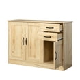 thumbnail image 3 of Oak Buffet Sideboard, Wood Storage Cabinet with 2 Doors, 1 Storage and 2 Drawers, Entryway Serving Storage Cabinet, 43.3 Inch Dining Room Console for Living Room Kitchen, 3 of 7