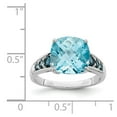 thumbnail image 5 of Solid 925 Sterling Silver Sky Blue Cushion and London Blue Topaz Engagement Ring Size 6, 5 of 6