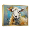 thumbnail image 2 of Designart "Encaustic Sheep Blue and Beige" Animals Floater Framed Canvas Wall Art, 2 of 7
