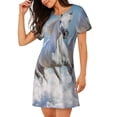 thumbnail image 2 of Lsque Horses Running Through The Water Pattern Nightgowns for Women Sleep Shirts Short Sleeve Nightshirt Pullover Nightdress Soft Sleepwear Relaxed Fit Nightdress, 2 of 6