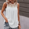 thumbnail image 6 of Lindreshi Tank Tops for Women Clearance Women Solid Lace Stitching Hollow Out Sleeveless Strapless Blouse, 6 of 7