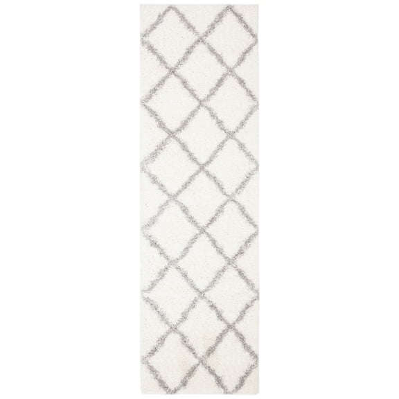Parma Lyssa Geometric Shag Area Rug by Chateau Lyon Runner Rug, Cream/Grey, 2'3" x 7'