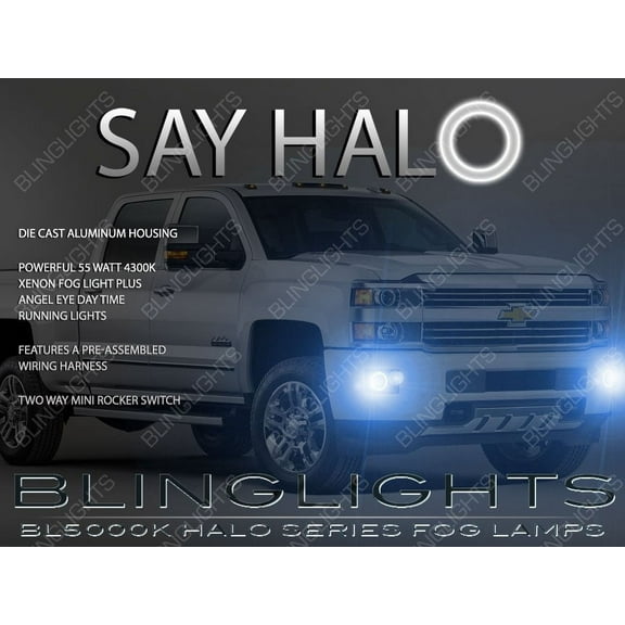 For 2015 2016 2017 Chevrolet Silverado 1500 Angel Eye Fog Lights Lamps Kit