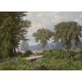 thumbnail image 2 of William Trost Richards 24x18 Black Ornate Framed Double Matted Museum Art Print Titled: Landscape (1860), 2 of 5