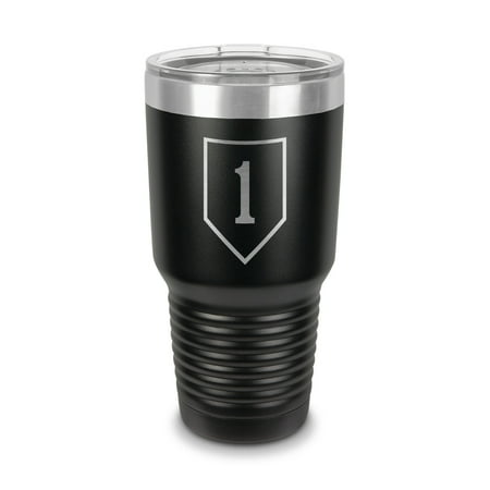 

1st Infantry Division Tumbler 30 oz - Laser Engraved w/ Clear Lid - Stainless Steel - Vacuum Insulated - Double Walled - Travel Mug - the big red one the bloody first - Black