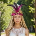 thumbnail image 2 of Unique Bargains 1 Pc Headband Feather Sequins Hairband for Women Rose Red, 2 of 5