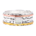 thumbnail image 1 of 8 Tricolor Anillo minimalista de cara ancha de plata europea y americana para la industria pesada, 1 of 5