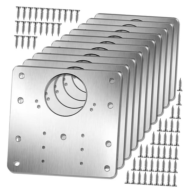 10 placas de reparación de bisagras de acero inoxidable para puertas de armarios de cocina, soportes de fácil instalación, placas de fijación para