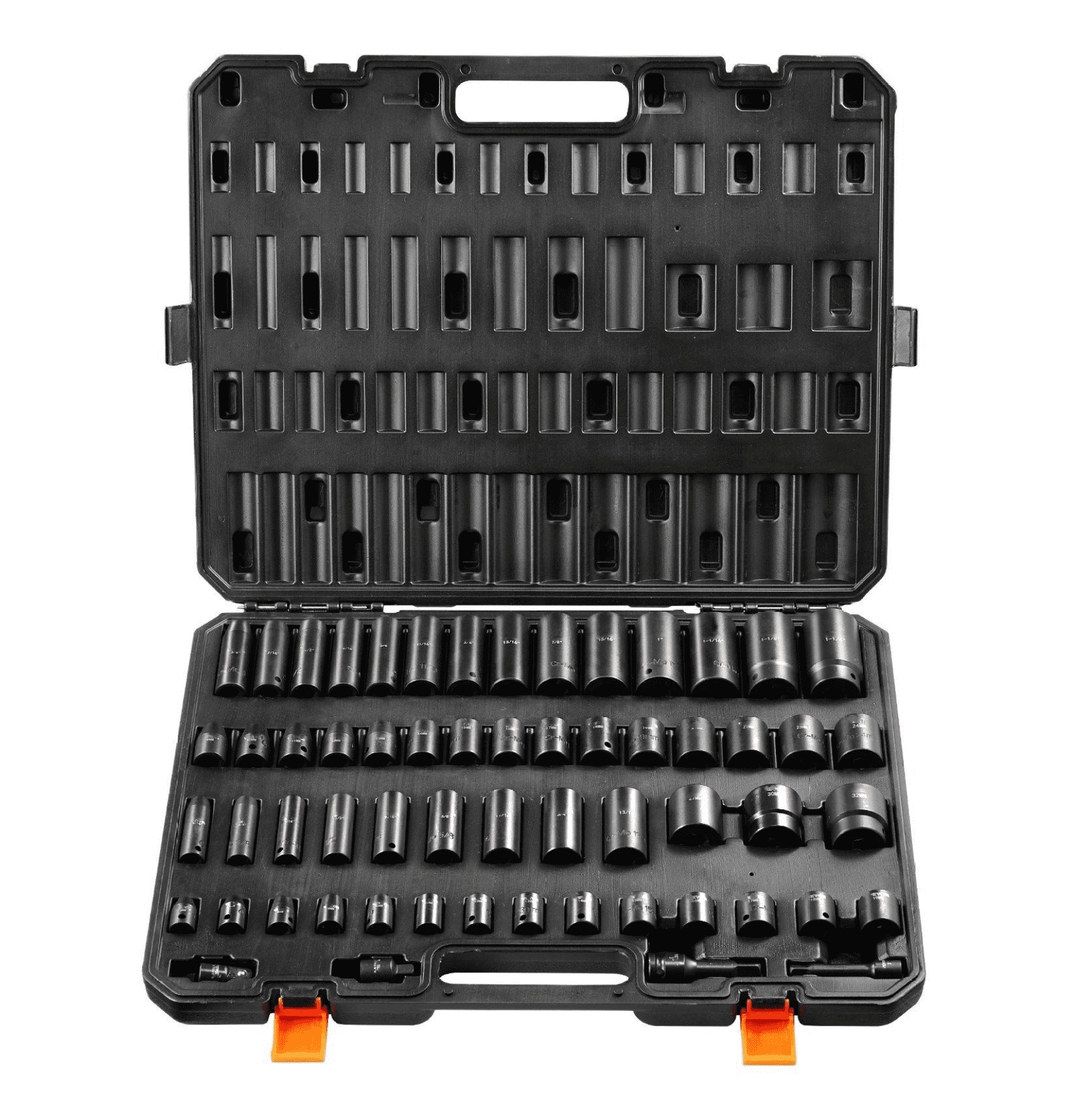Impact Socket Set 59pcs 3/8" & 1/2" Drive, 6-Point Bit Ratchet Tool Kit - Automotive Repair, Mechanic, Industrial - Cr-Mo Steel