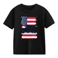 thumbnail image 4 of Amidoa Girls Short Sleeve Independence Day Summer Graphic Crewneck T Shirts Kids Casual Tops Black Size 13, 4 of 5