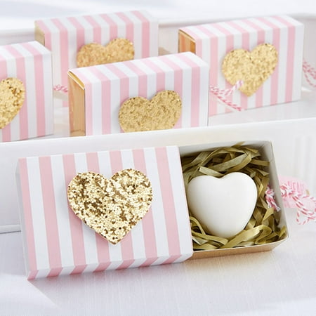 Kate Aspen Heart of Gold Scented Heart Soap - Set of 12 - Hostess Gift, Guest Gift, Party Souvenir, Party Favor or Decorations for Weddings, Bridal Showers, Baby Showers &