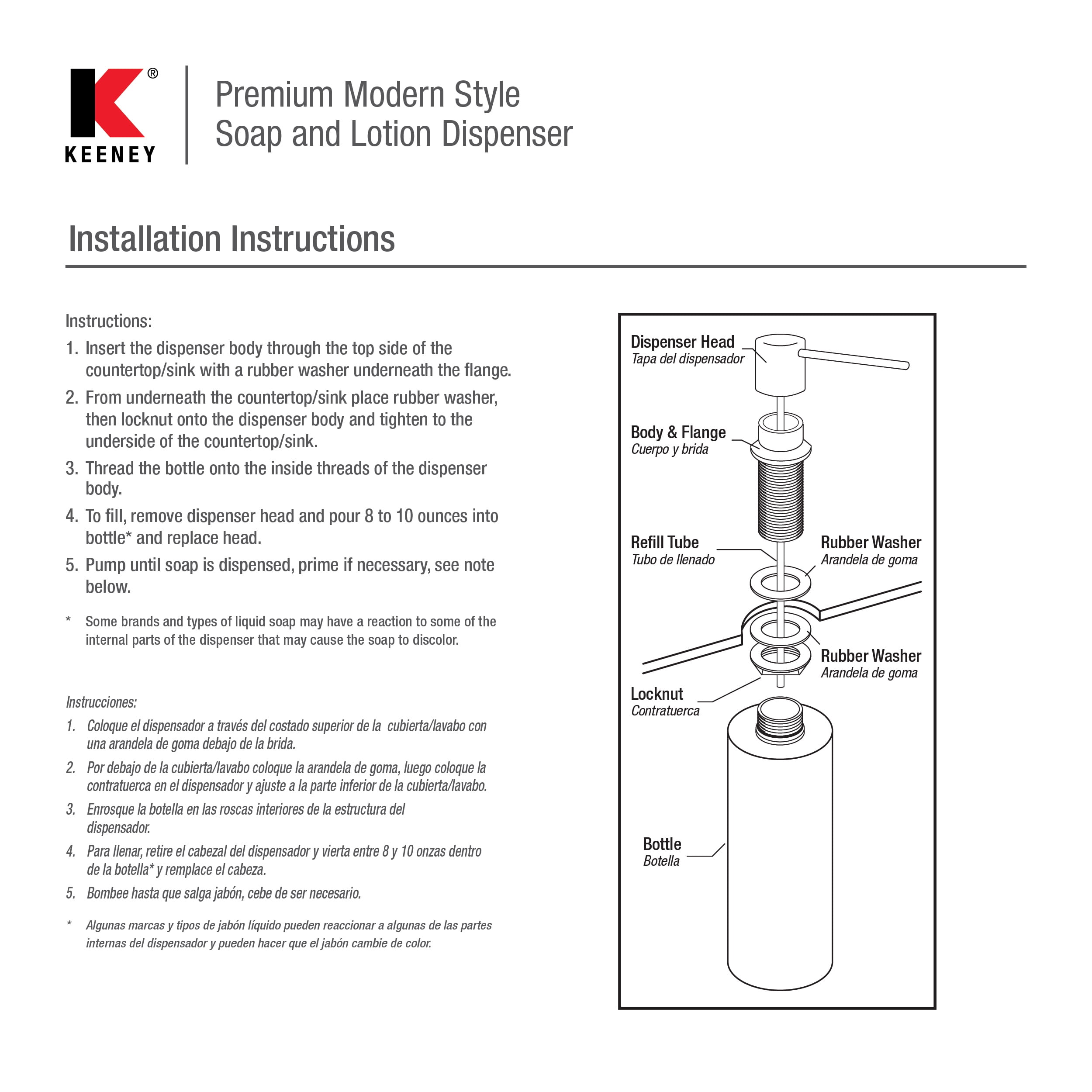Keeney K613PC Modern Kitchen Soap and Lotion Dispenser, Polished Chrome
