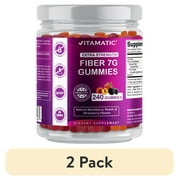 (2 pack) Vitamatic Prebiotic Fiber Gummies for Adults, 7G Extra Strength, Zero Sugar Added, 240 Pectin Based Gummies, Digestive Health & Regularity Support