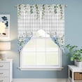 thumbnail image 6 of Swag Valance Curtains for Windows, Blue Flower Light Filtering Kitchen Curtains with Rod Pocket, Grey Plaid Hydrangeas Eucalyptus Leaves Window Treatment Valances for Living Room, 36x63 - 2 PCS, 6 of 9