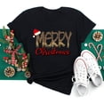 thumbnail image 1 of Ropa Kawaii de Feliz Navidad para mujer, camisa con estampado de patas de perro, camisetas negras de manga corta para mujer, camiseta de Navidad para mujer 2023, 1 of 5